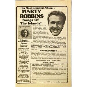 The Good Music Record Co. "Marty Robbins-Songs of the Islands" Vtg Print Ad 1983